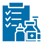 Medicine bottles in front of a clip board